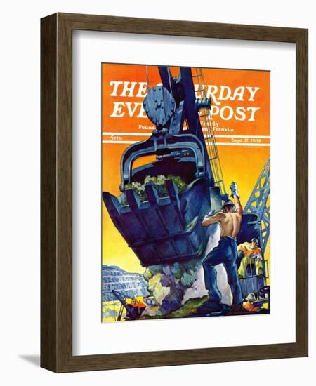 "Steam Shovel," Saturday Evening Post Cover, September 17, 1938-Ski Weld-Framed Giclee Print