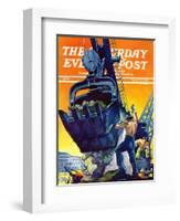 "Steam Shovel," Saturday Evening Post Cover, September 17, 1938-Ski Weld-Framed Giclee Print