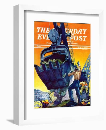 "Steam Shovel," Saturday Evening Post Cover, September 17, 1938-Ski Weld-Framed Giclee Print