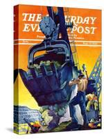"Steam Shovel," Saturday Evening Post Cover, September 17, 1938-Ski Weld-Stretched Canvas