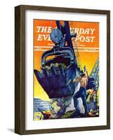 "Steam Shovel," Saturday Evening Post Cover, September 17, 1938-Ski Weld-Framed Giclee Print