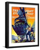 "Steam Shovel," Saturday Evening Post Cover, September 17, 1938-Ski Weld-Framed Giclee Print