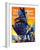 "Steam Shovel," Saturday Evening Post Cover, September 17, 1938-Ski Weld-Framed Giclee Print