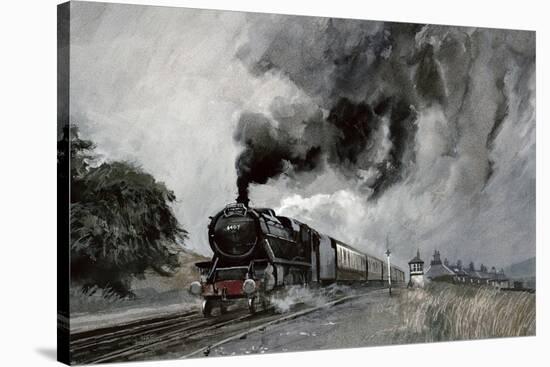 Steam Train at Garsdale, Cumbria-John Cooke-Stretched Canvas