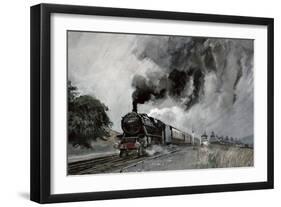 Steam Train at Garsdale, Cumbria-John Cooke-Framed Giclee Print