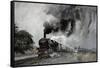 Steam Train at Garsdale, Cumbria-John Cooke-Framed Stretched Canvas