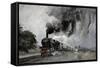 Steam Train at Garsdale, Cumbria-John Cooke-Framed Stretched Canvas