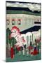 Steam Train Coming from Shimbashi, Japanese Wood-Cut Print-Lantern Press-Mounted Art Print