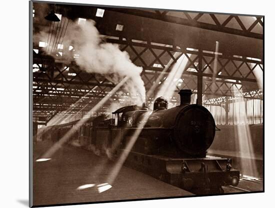 Steam Train Leaving Euston Station, April 1928-null-Mounted Premium Photographic Print