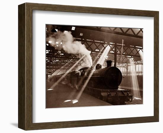 Steam Train Leaving Euston Station, April 1928-null-Framed Photographic Print