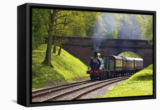 Steam Train on Bluebell Railway, Horsted Keynes, West Sussex, England, United Kingdom, Europe-Neil Farrin-Framed Stretched Canvas