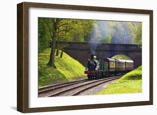 Steam Train on Bluebell Railway, Horsted Keynes, West Sussex, England, United Kingdom, Europe-Neil Farrin-Framed Photographic Print