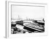 Steam Tug Moving Between Barges on the Thames, London, C1905-null-Framed Photographic Print