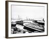 Steam Tug Moving Between Barges on the Thames, London, C1905-null-Framed Photographic Print