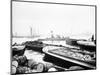 Steam Tug Moving Between Barges on the Thames, London, C1905-null-Mounted Photographic Print