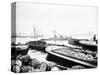 Steam Tug Moving Between Barges on the Thames, London, C1905-null-Stretched Canvas