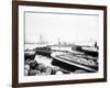 Steam Tug Moving Between Barges on the Thames, London, C1905-null-Framed Photographic Print