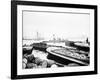 Steam Tug Moving Between Barges on the Thames, London, C1905-null-Framed Photographic Print