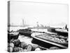 Steam Tug Moving Between Barges on the Thames, London, C1905-null-Stretched Canvas
