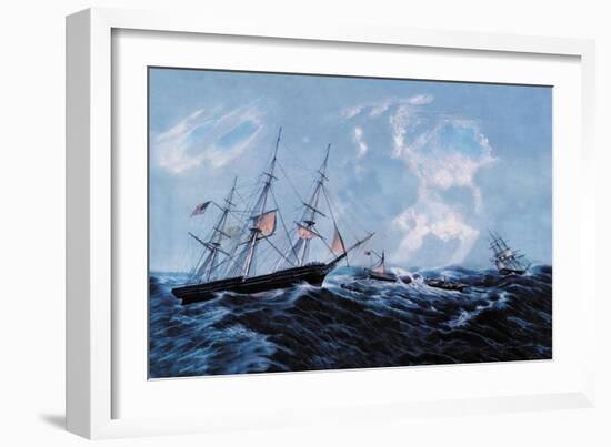 Steam Wreck-Currier & Ives-Framed Premium Giclee Print