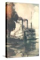 Steamboat at Dock-null-Stretched Canvas