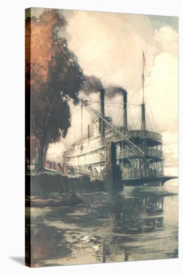 Steamboat at Dock-null-Stretched Canvas