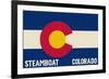 Steamboat, Colorado - Colorado State Flag-Lantern Press-Framed Premium Giclee Print