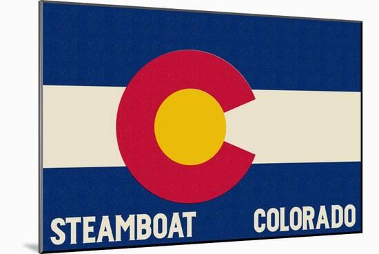 Steamboat, Colorado - Colorado State Flag-Lantern Press-Mounted Art Print