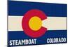 Steamboat, Colorado - Colorado State Flag-Lantern Press-Mounted Art Print