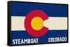 Steamboat, Colorado - Colorado State Flag-Lantern Press-Framed Stretched Canvas