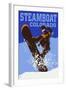 Steamboat, Colorado - Colorblocked Snowboarder-Lantern Press-Framed Art Print