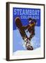 Steamboat, Colorado - Colorblocked Snowboarder-Lantern Press-Framed Art Print