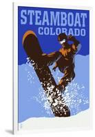 Steamboat, Colorado - Colorblocked Snowboarder-Lantern Press-Framed Art Print