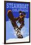 Steamboat, Colorado - Colorblocked Snowboarder-Lantern Press-Framed Art Print