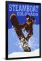 Steamboat, Colorado - Colorblocked Snowboarder-Lantern Press-Framed Art Print