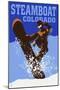 Steamboat, Colorado - Colorblocked Snowboarder-Lantern Press-Mounted Art Print