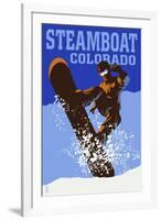 Steamboat, Colorado - Colorblocked Snowboarder-Lantern Press-Framed Art Print