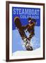 Steamboat, Colorado - Colorblocked Snowboarder-Lantern Press-Framed Art Print