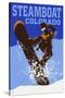 Steamboat, Colorado - Colorblocked Snowboarder-Lantern Press-Stretched Canvas