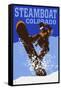 Steamboat, Colorado - Colorblocked Snowboarder-Lantern Press-Framed Stretched Canvas