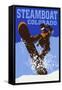 Steamboat, Colorado - Colorblocked Snowboarder-Lantern Press-Framed Stretched Canvas