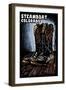 Steamboat, Colorado - Cowboy Boots - Scratchboard-Lantern Press-Framed Art Print
