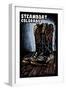 Steamboat, Colorado - Cowboy Boots - Scratchboard-Lantern Press-Framed Art Print