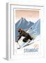 Steamboat, Colorado - Downhill Skier Lithography Style-Lantern Press-Framed Art Print