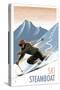 Steamboat, Colorado - Downhill Skier Lithography Style-Lantern Press-Stretched Canvas