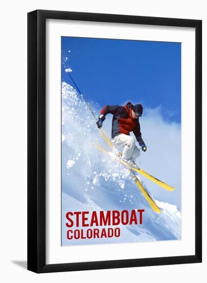 Steamboat, Colorado - Skier-Lantern Press-Framed Art Print