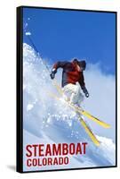 Steamboat, Colorado - Skier-Lantern Press-Framed Stretched Canvas