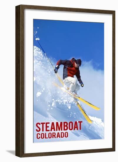 Steamboat, Colorado - Skier-Lantern Press-Framed Art Print