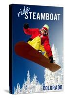 Steamboat, Colorado - Snowboarder-Lantern Press-Stretched Canvas