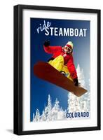 Steamboat, Colorado - Snowboarder-Lantern Press-Framed Art Print